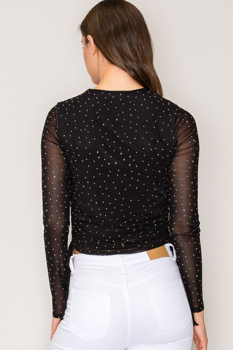 Top de malla con cordón · Negro