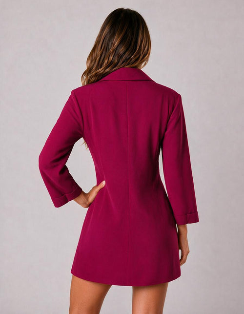 Blazer color vino larga básica con puños y frente abierto