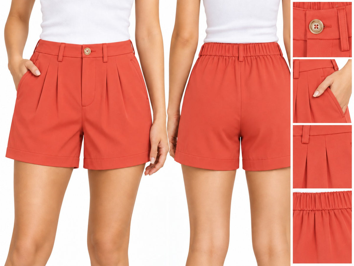 Shorts de satén · Coral y naranja
