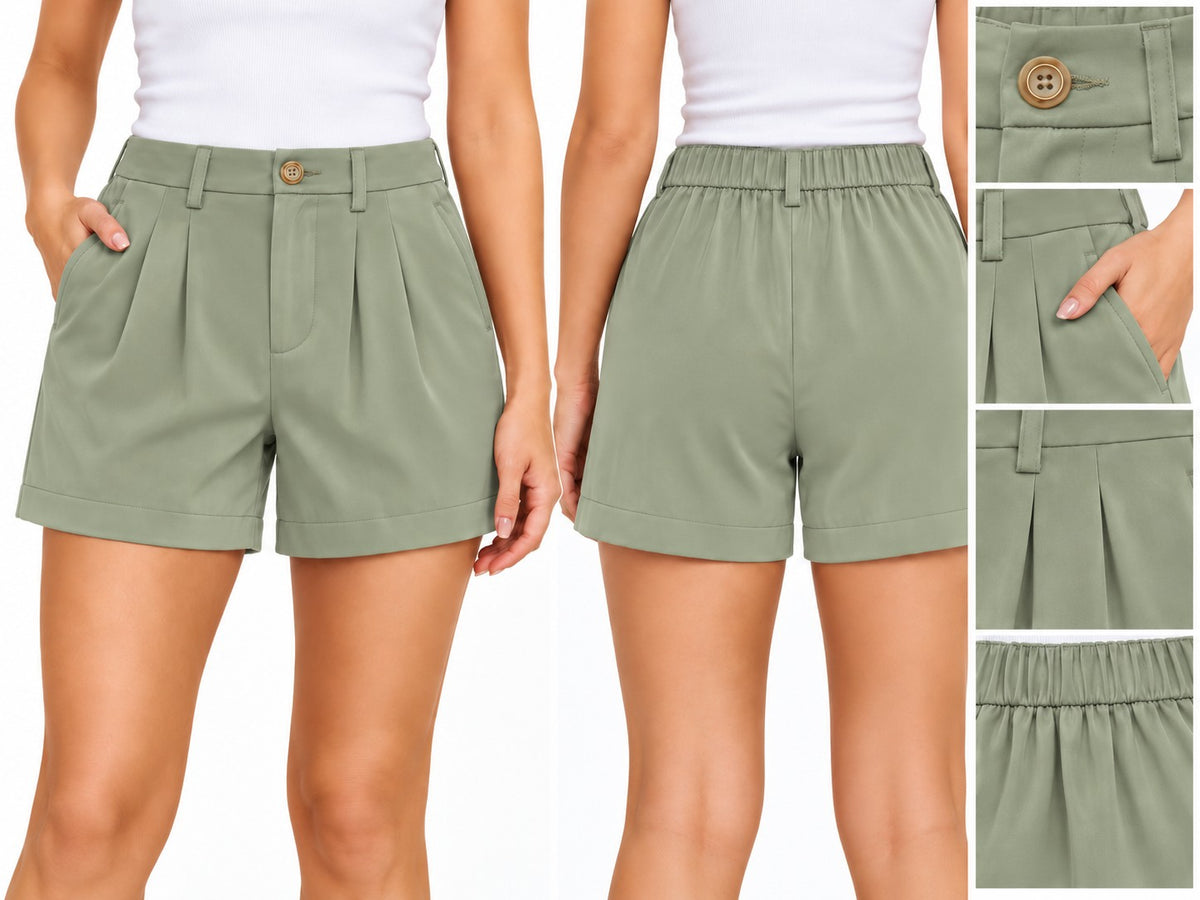Shorts de satén · Pistacho