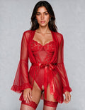 Body vino con abertura y Bata y Cinturón y 1 par de medias
