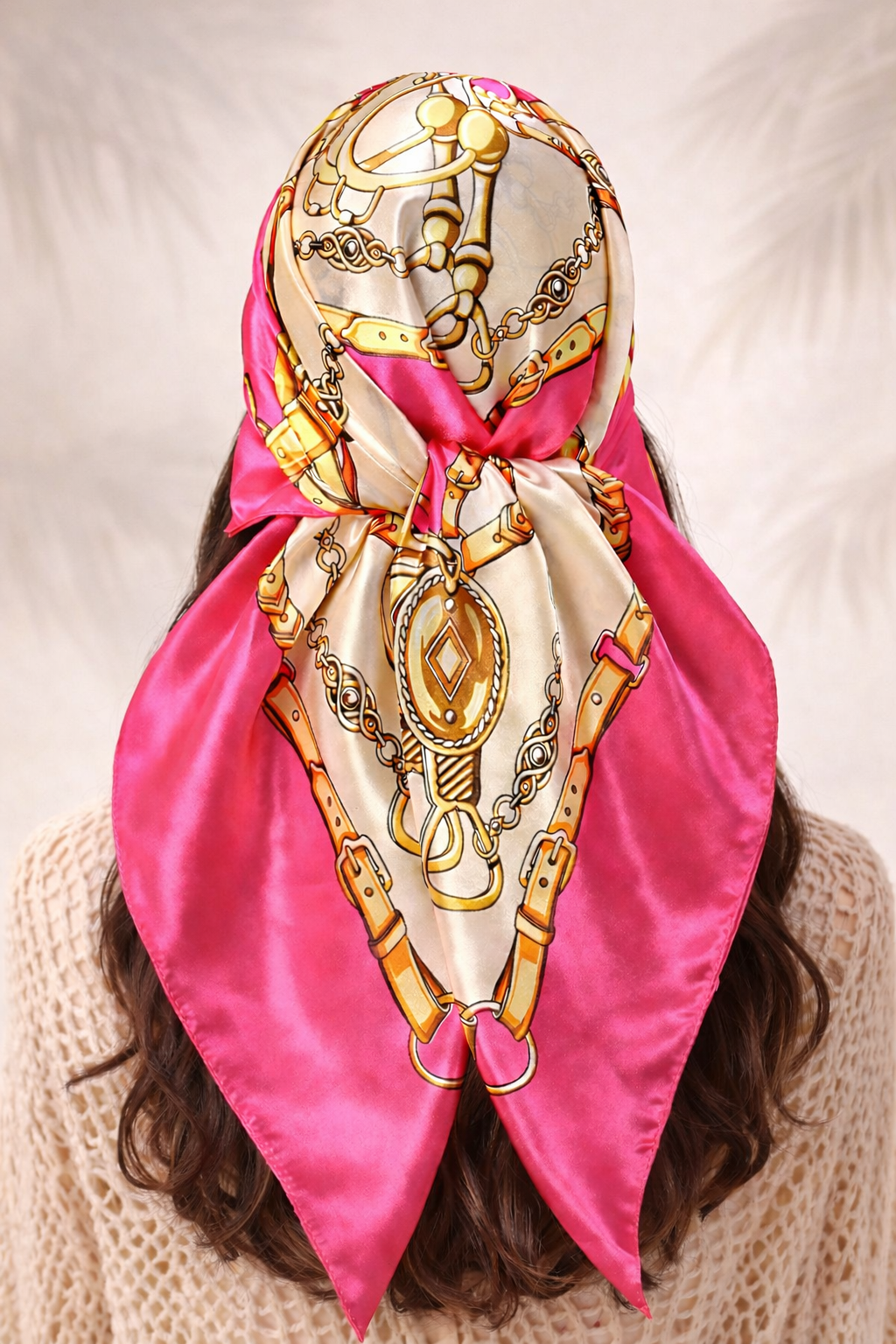 Pañuelo estampado fucsia, bandana