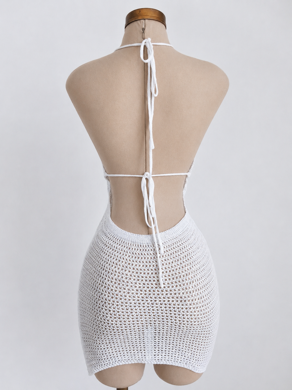 Salida de playa, Vestido de playa tejido, color blanco - imagen 2