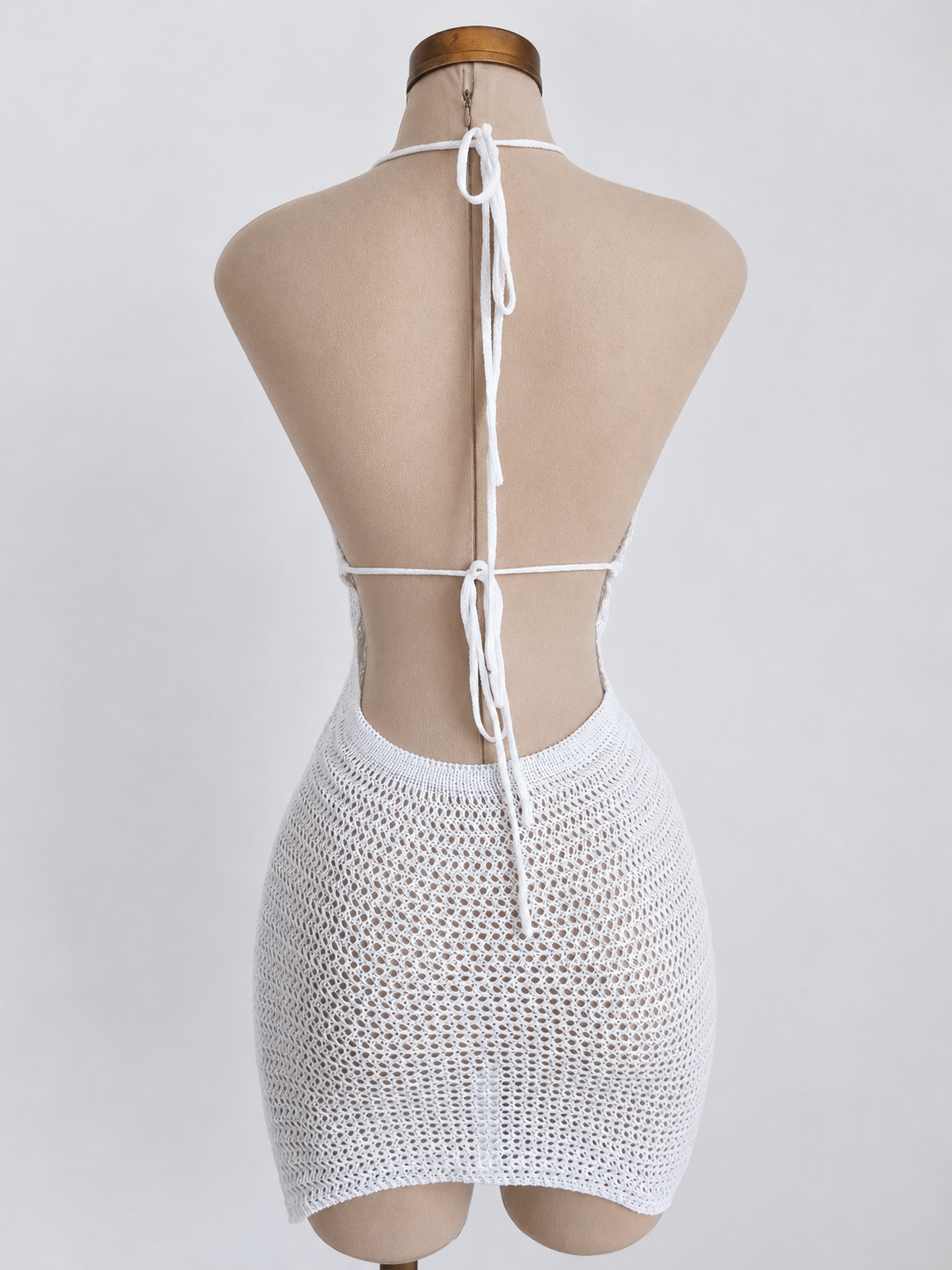 Salida de playa, Vestido de playa tejido, color blanco - imagen 2