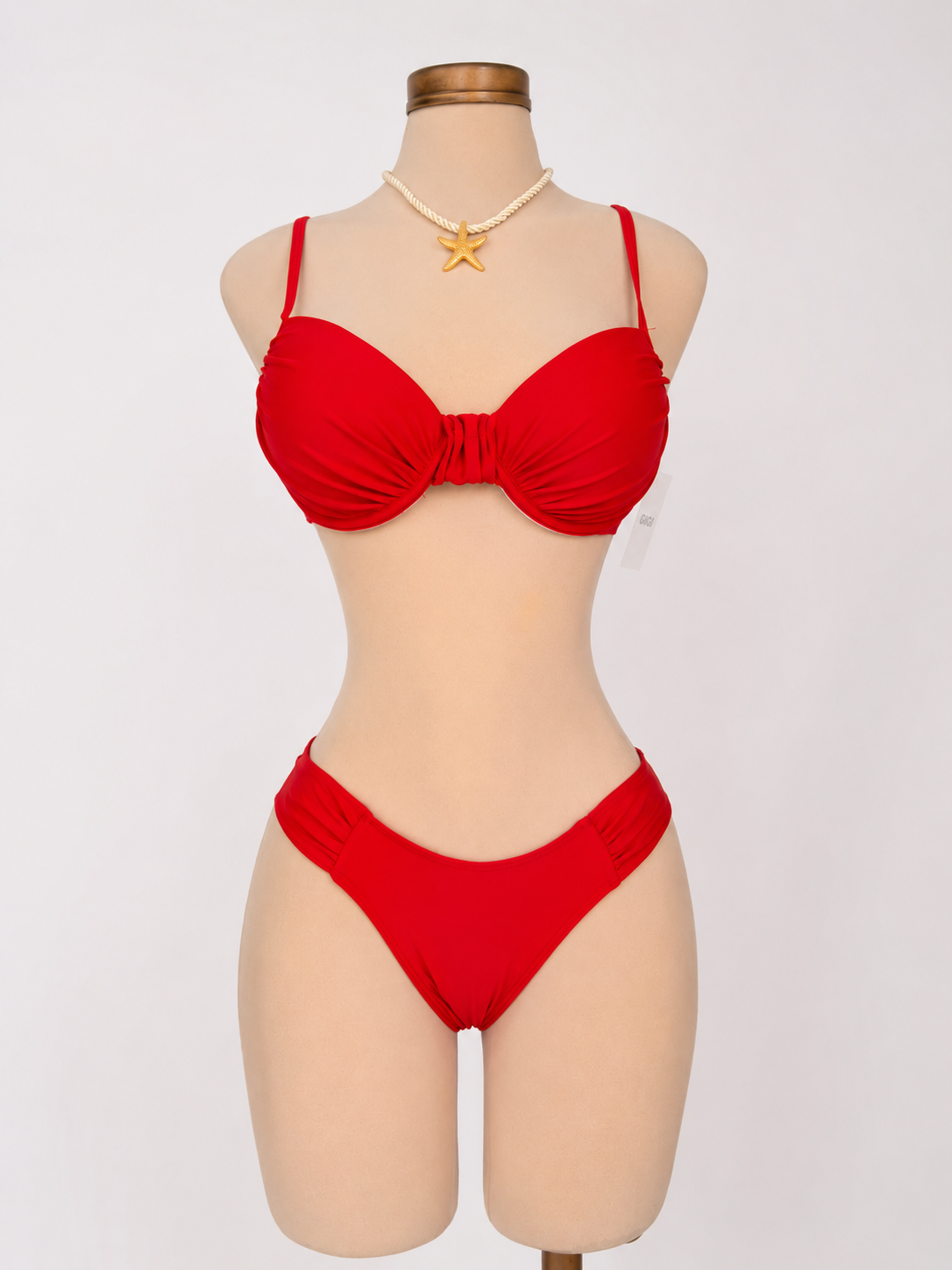 Conjunto de bikini de 2 piezas rojo, parte superior con soporte