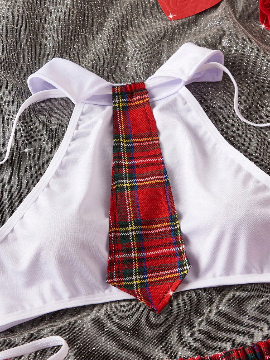 Conjunto de disfraz de uniforme a cuadros, con top corto sin espalda - imagen 3