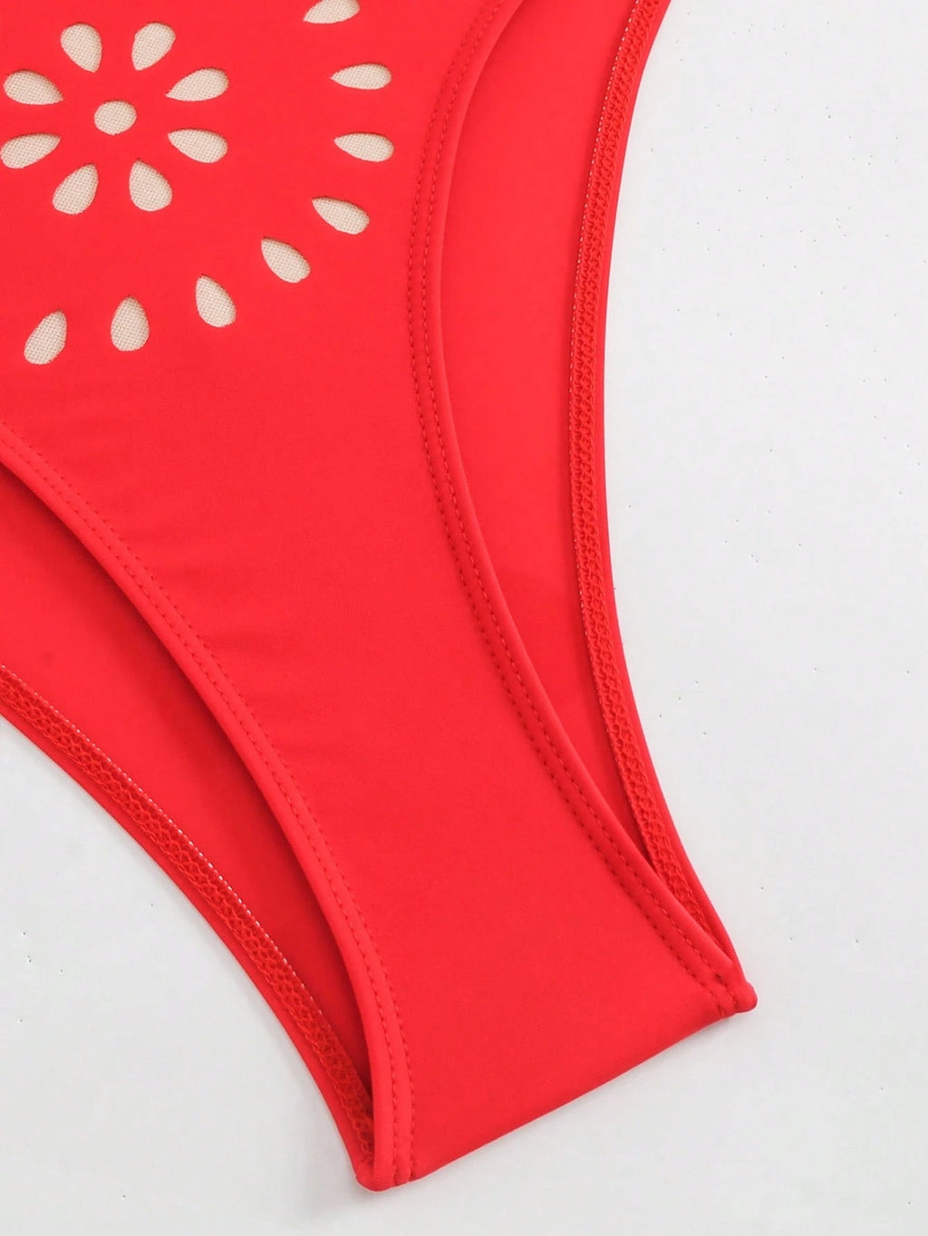 Traje de baño de 2 piezas con falda, de cuello en V, color rojo - imagen 6