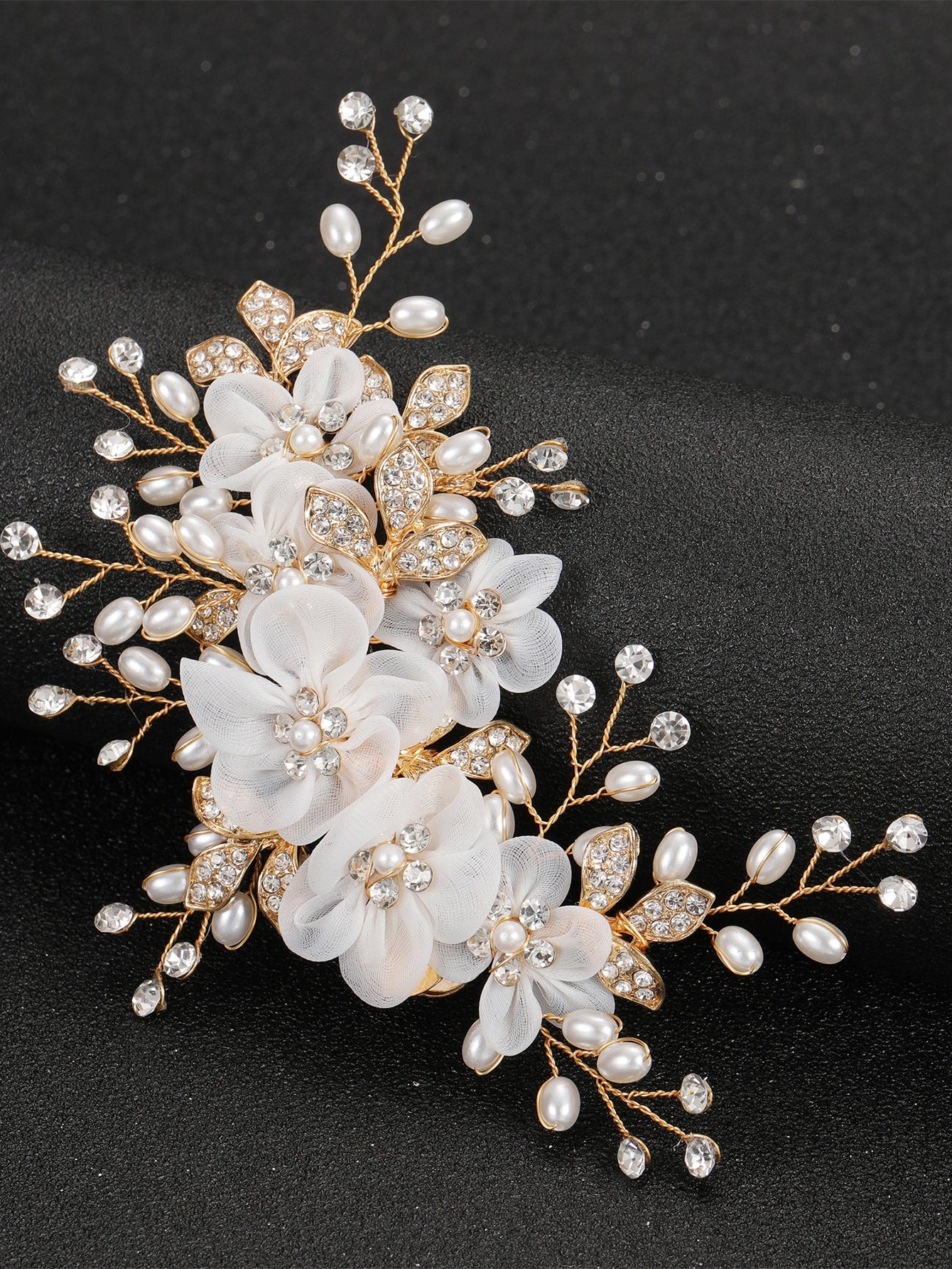 Peine de novia con flores, cristales y perlas, Accesorios para el cabello - imagen 3
