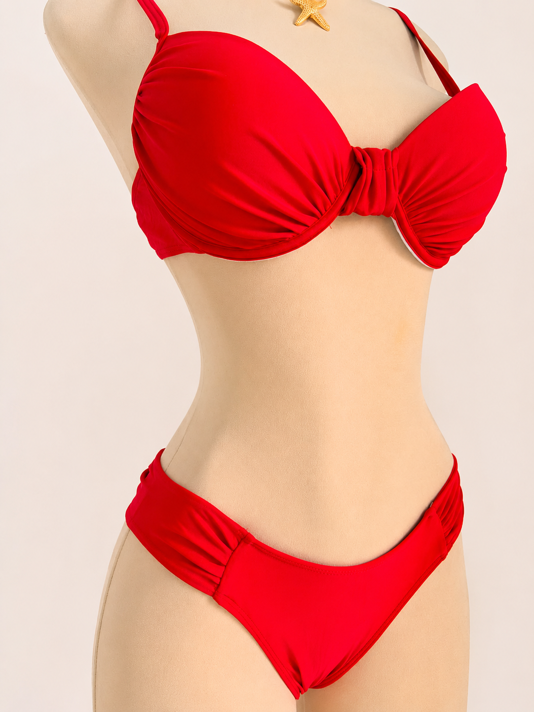 Conjunto de bikini de 2 piezas rojo, parte superior con soporte - imagen 3