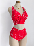 Conjunto de tankini y bikini con estampado de leopardo y escote en V
