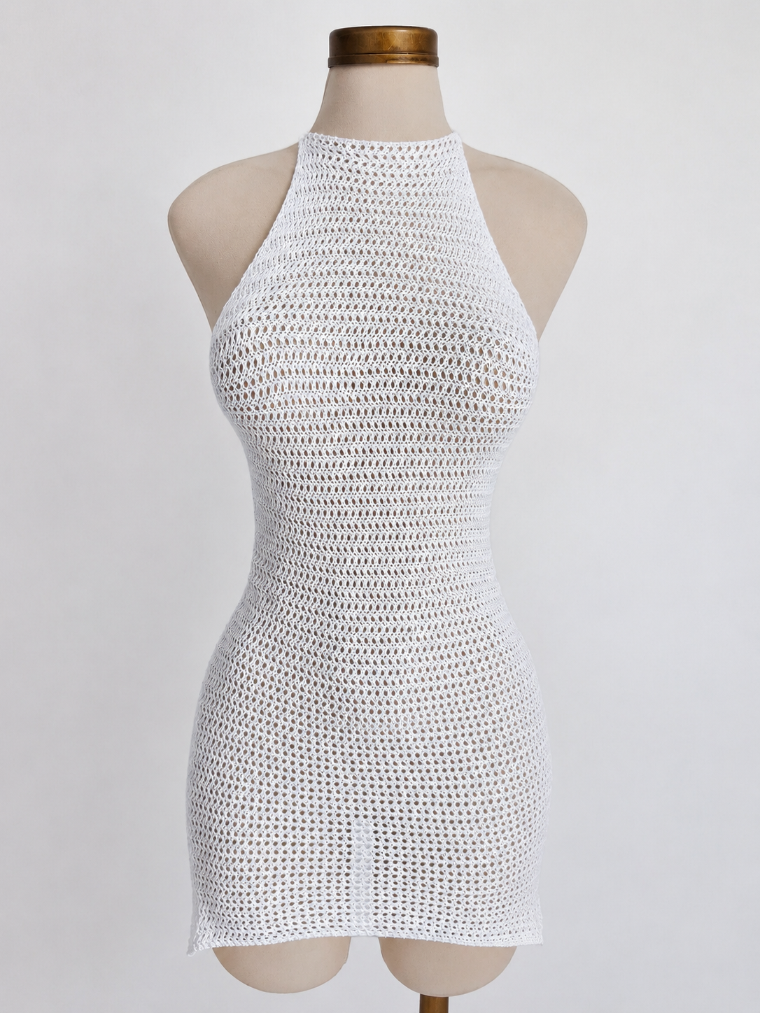 Salida de playa, Vestido de playa tejido, color blanco