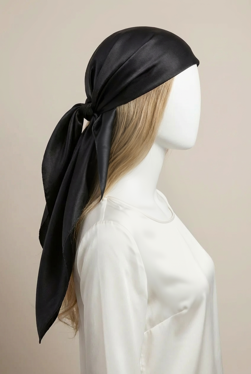 Pañuelo negro, pañuelo cuadrado multiusos