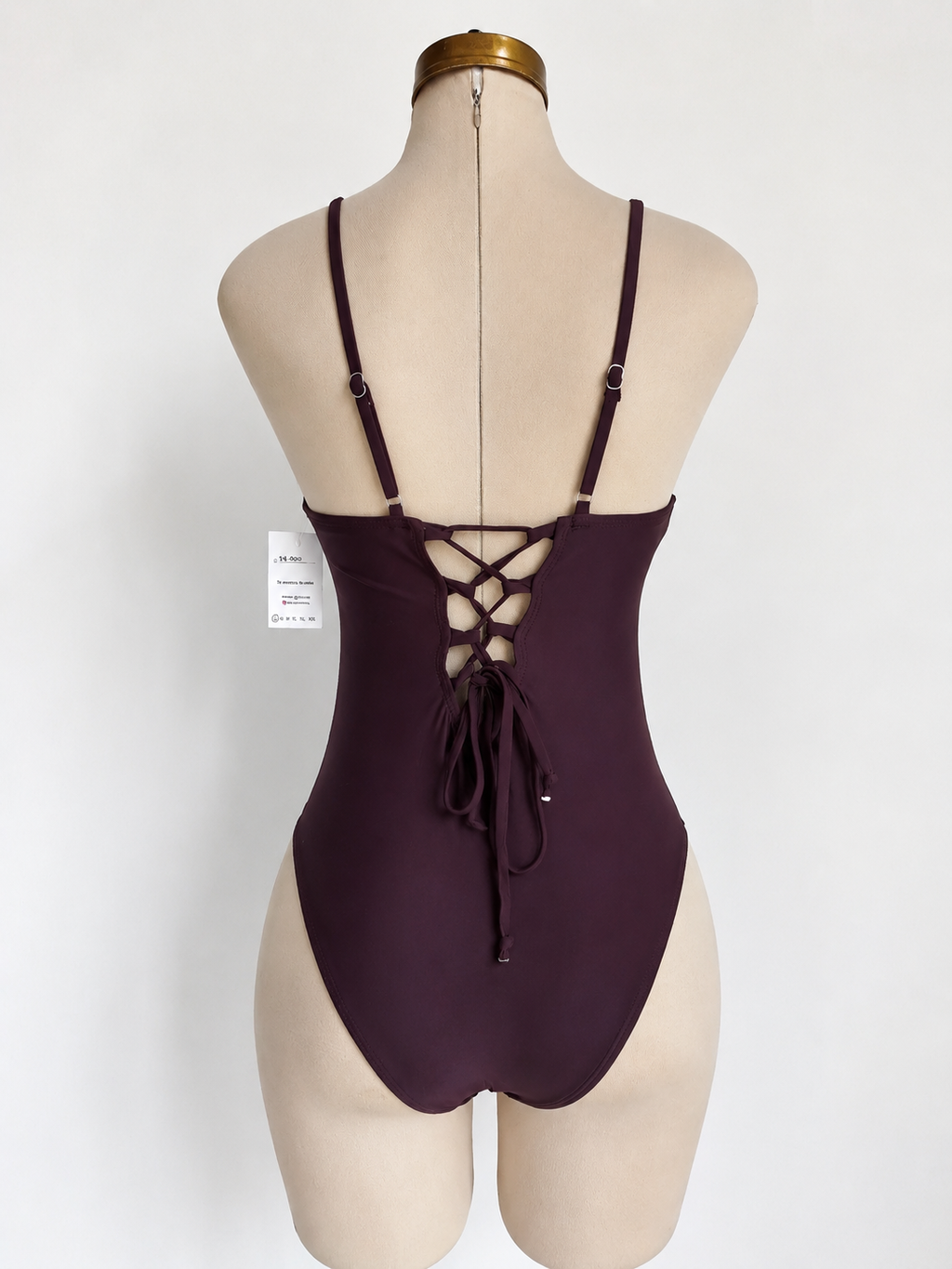 Traje de baño de 1 pieza color café con ajuste en la espalda - imagen 2