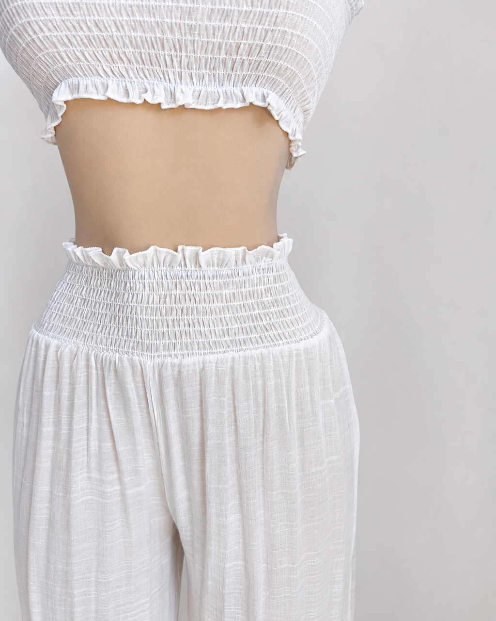 Conjunto de 2 piezas de top corto y pantalones de pierna ancha, salida de playa - imagen 4
