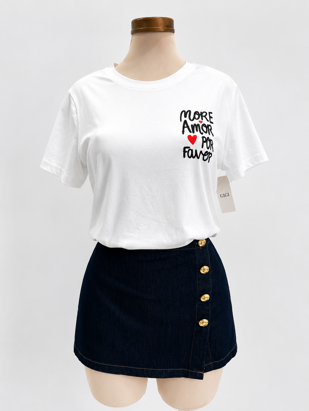 Camiseta con cuello redondo, More Amor por favor