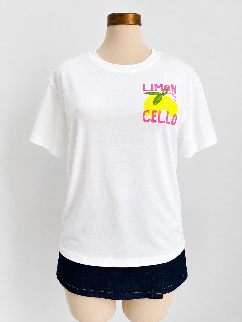Camiseta blanca de manga corta y cuello redondo, Limoncello - imagen 3