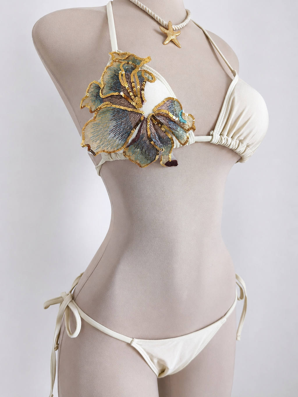 Conjunto de 3 piezas Bikini de color beige - imagen 4
