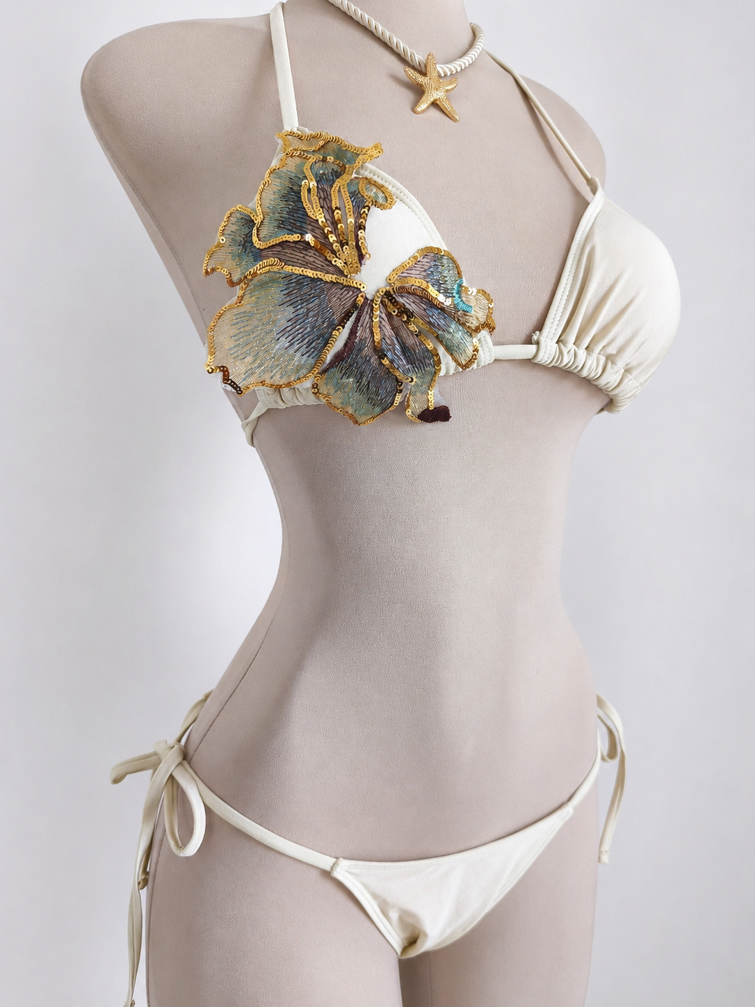 Conjunto de 3 piezas Bikini de color beige - imagen 4