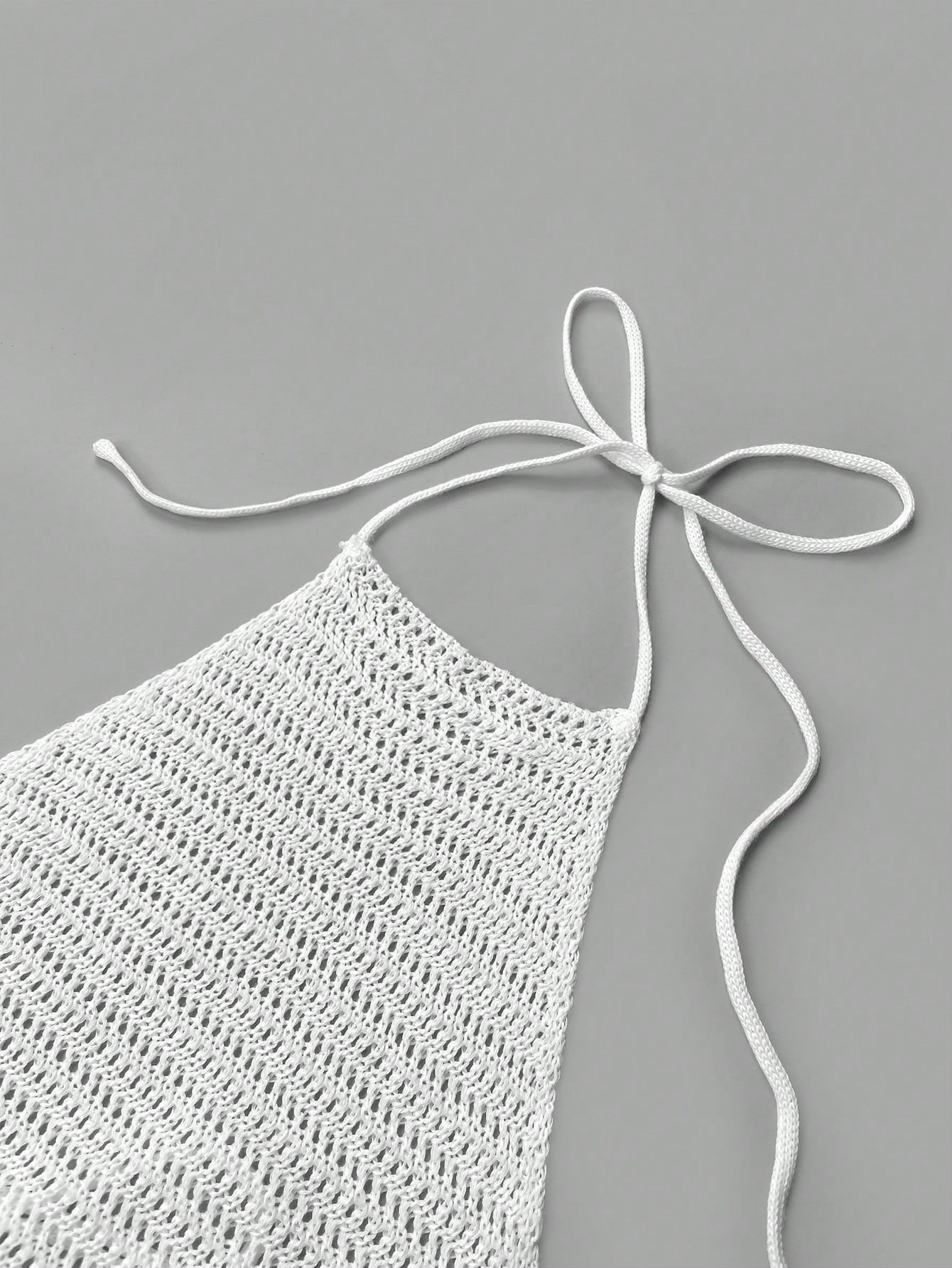 Salida de playa, Vestido de playa tejido, color blanco - imagen 4