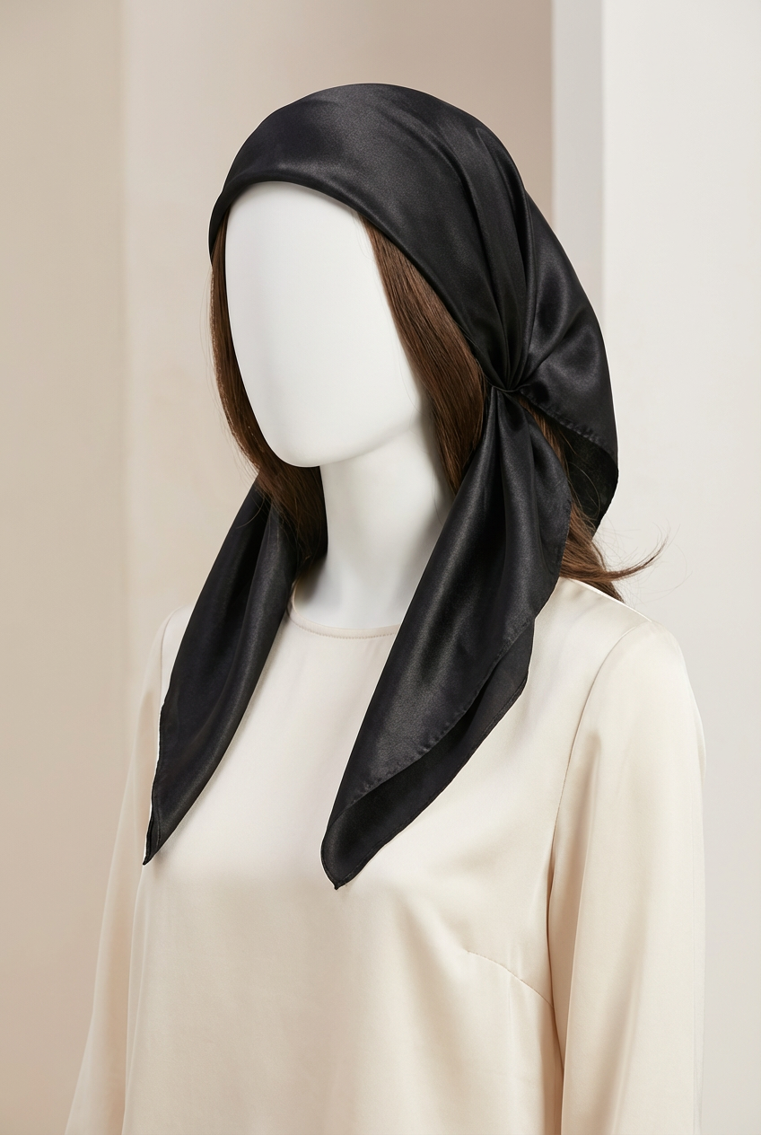 Pañuelo negro, pañuelo cuadrado multiusos - imagen 2
