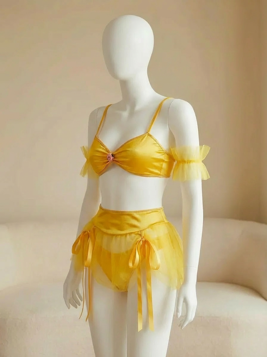 Conjunto de lencería, disfraz, color amarillo