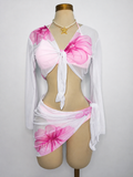 Traje de baño de 4 piezas, con estampado floral