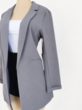 Chaqueta gris tipo blazer larga sin botones estilo princesa de sarga