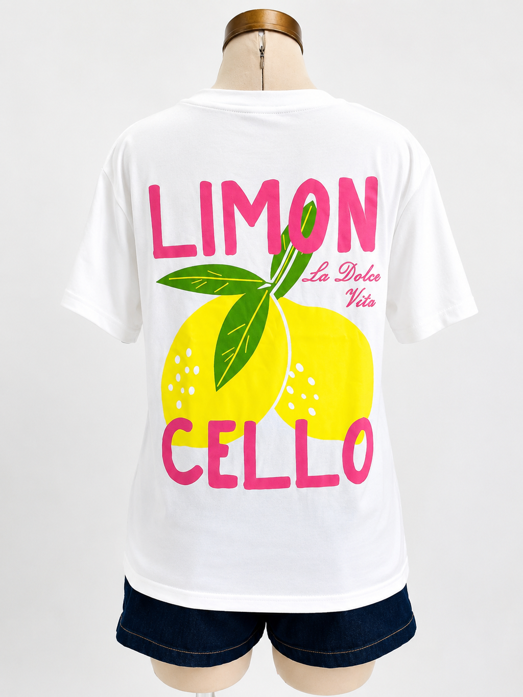 Camiseta blanca de manga corta y cuello redondo, Limoncello - imagen 2
