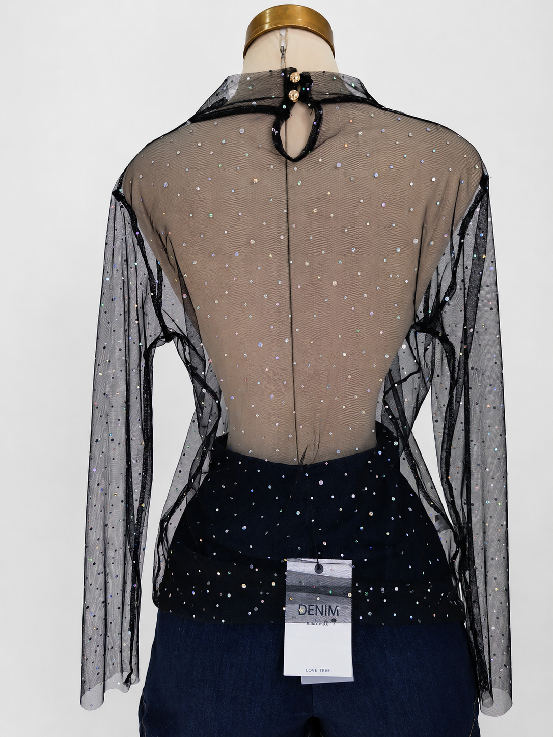 Top de manga larga transparente con cuello alto - imagen 2