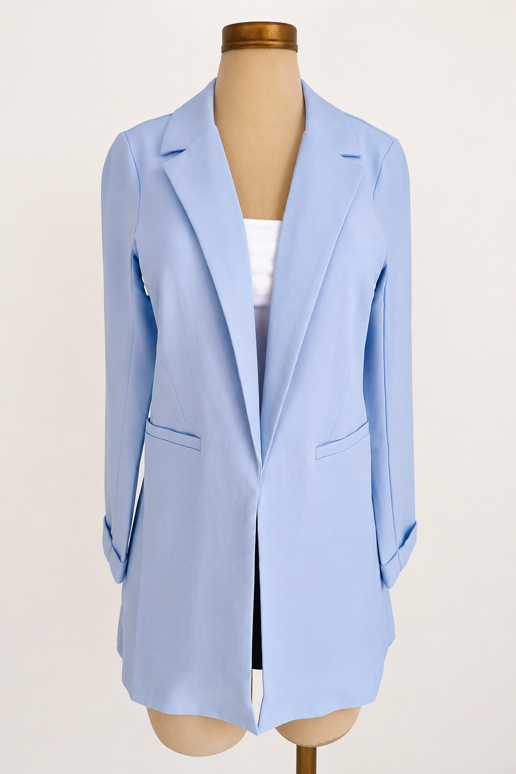 Blazer largo baby blue, sin botones estilo princesa de sarga - imagen 3