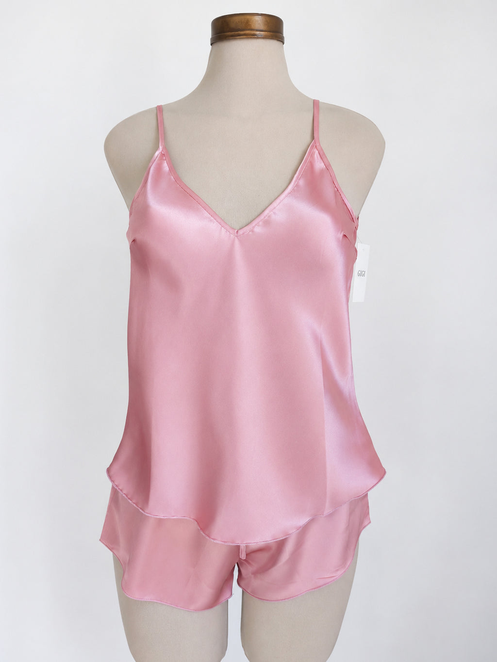 Conjunto de pijama con lazo en la cintura y encaje de contraste