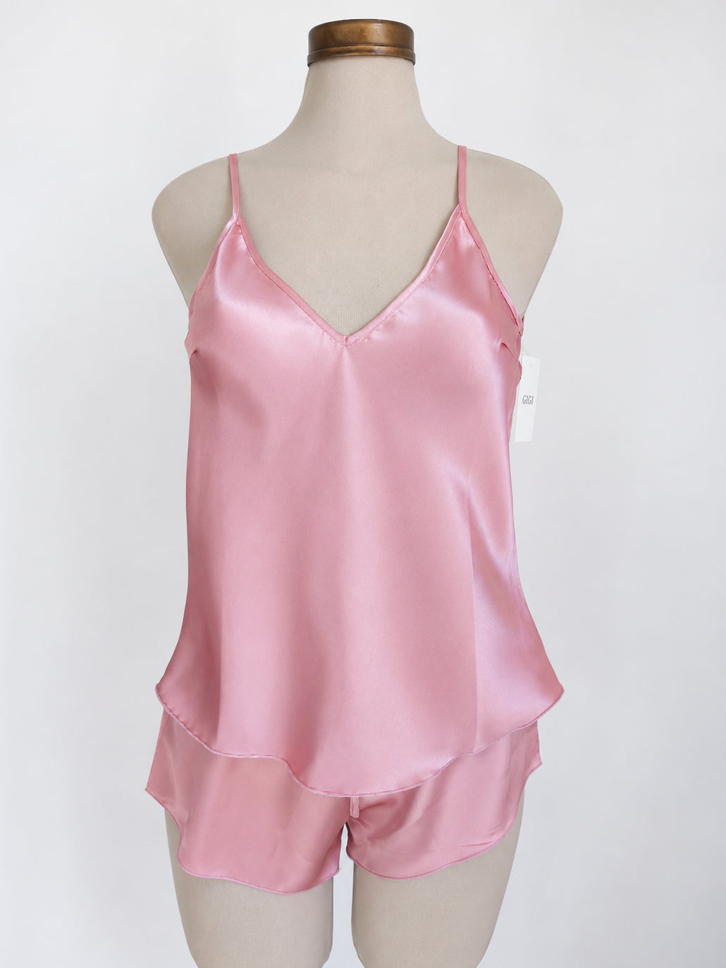 Conjunto de pijama con lazo en la cintura y encaje de contraste