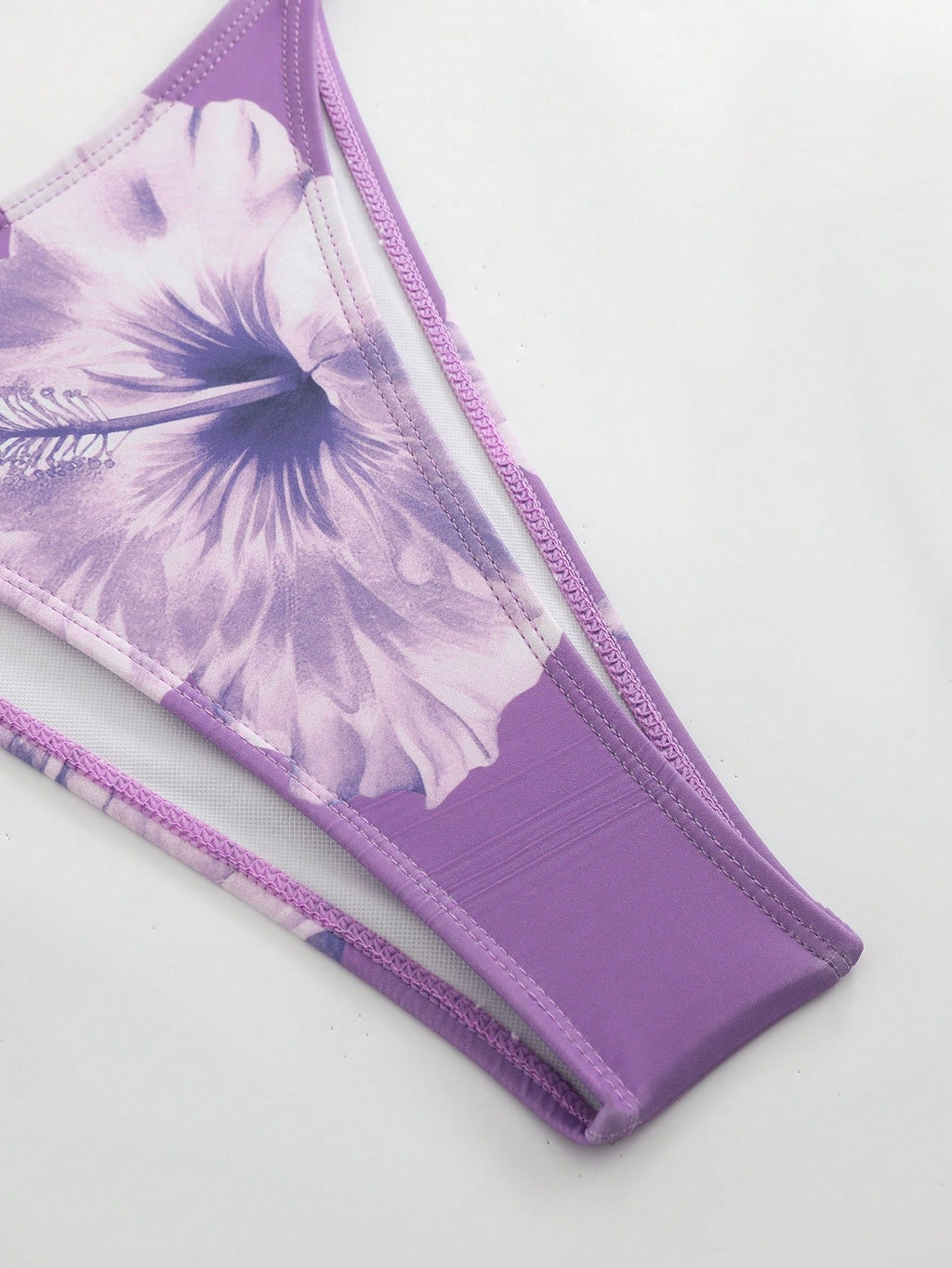 Traje de baño de 3 piezas, color morado, con estampado floral color lila - imagen 5