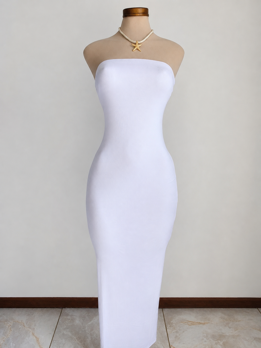 Vestido largo tubo de poliéster de doble capa
