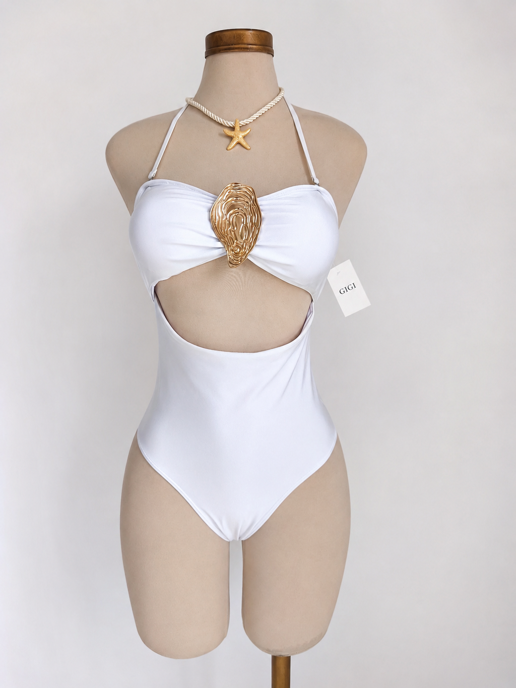 Traje de baño de 1 pieza blanco con salida de playa larga - imagen 4