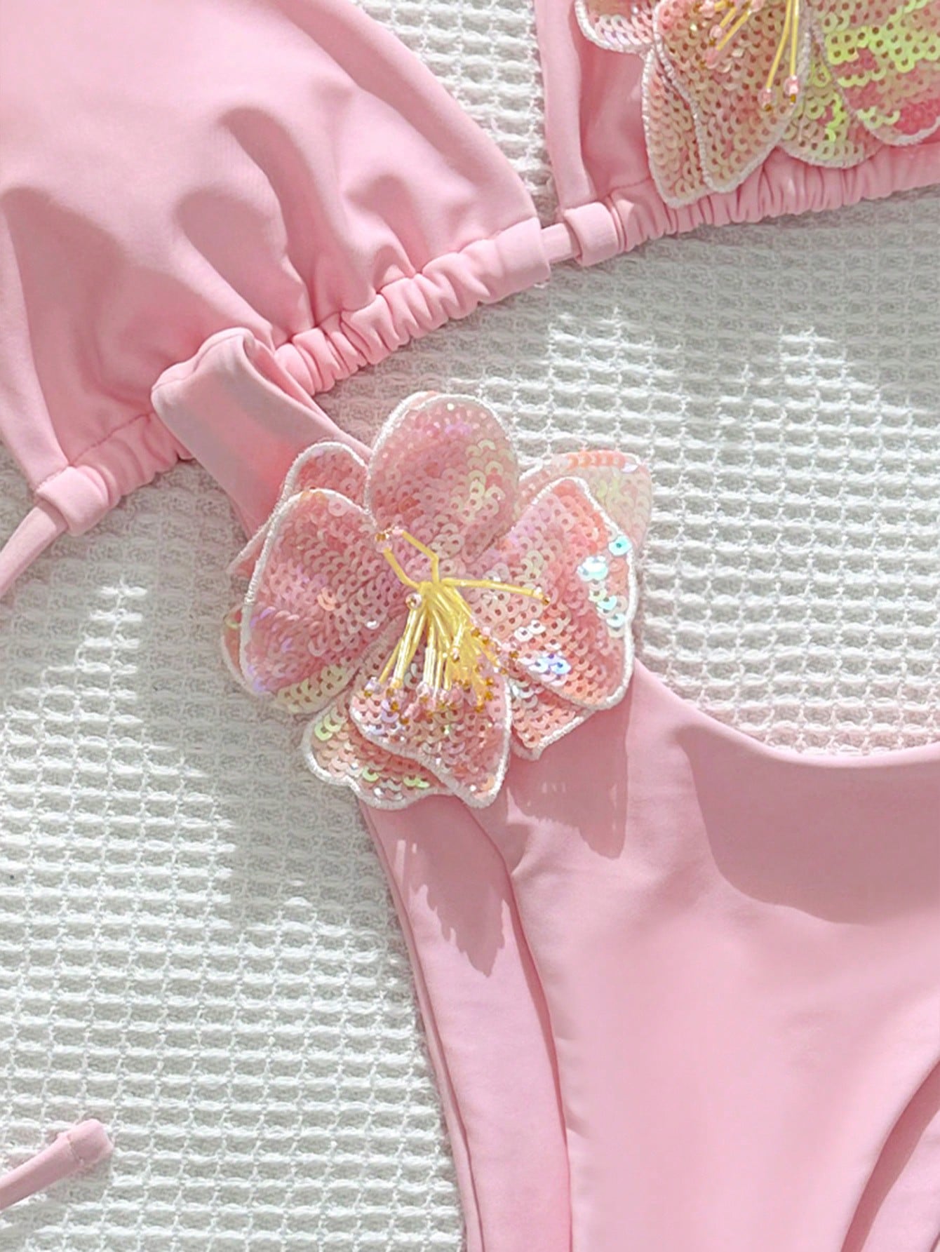 Conjunto de bikini FLORA de 2 piezas, tela brillante con decoración floral - imagen 5