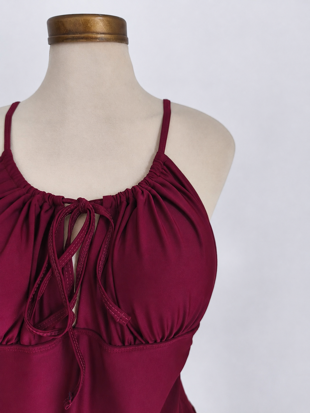 Traje de baño de 1 pieza, color vino, talla plus - imagen 3