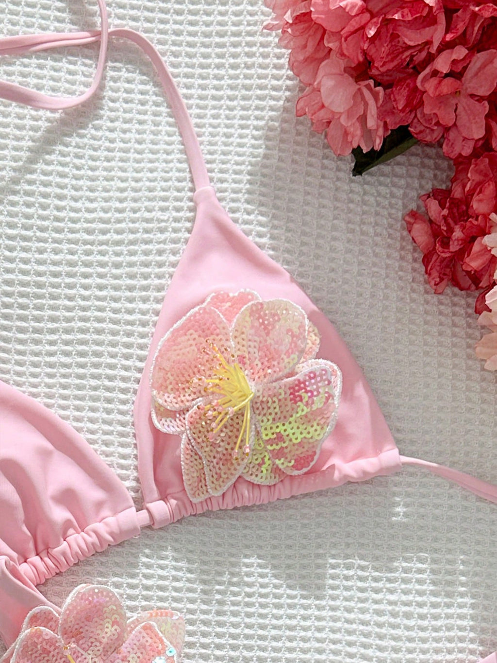 Conjunto de bikini FLORA de 2 piezas, tela brillante con decoración floral - imagen 6