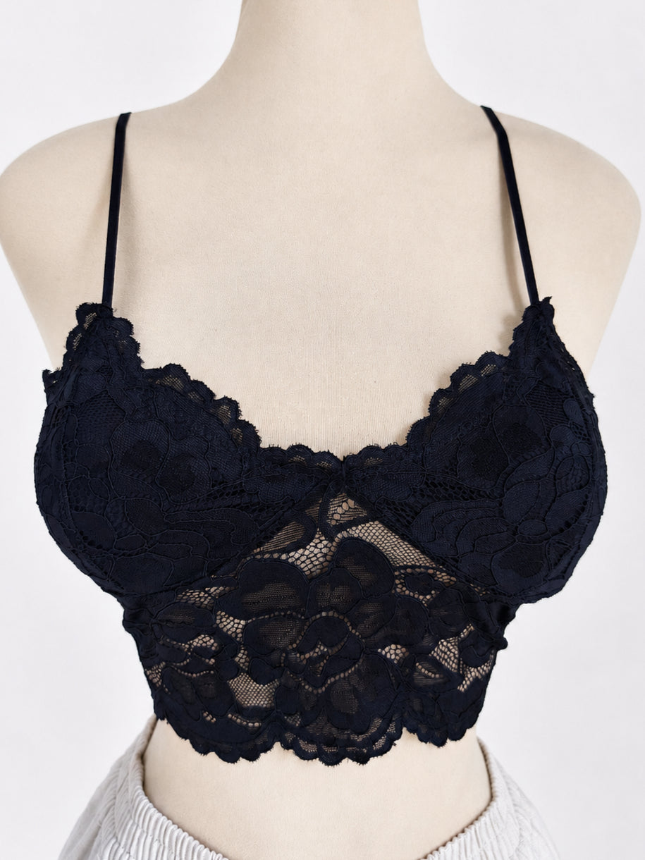 Bralette de encaje floral con escote redondo - imagen 3