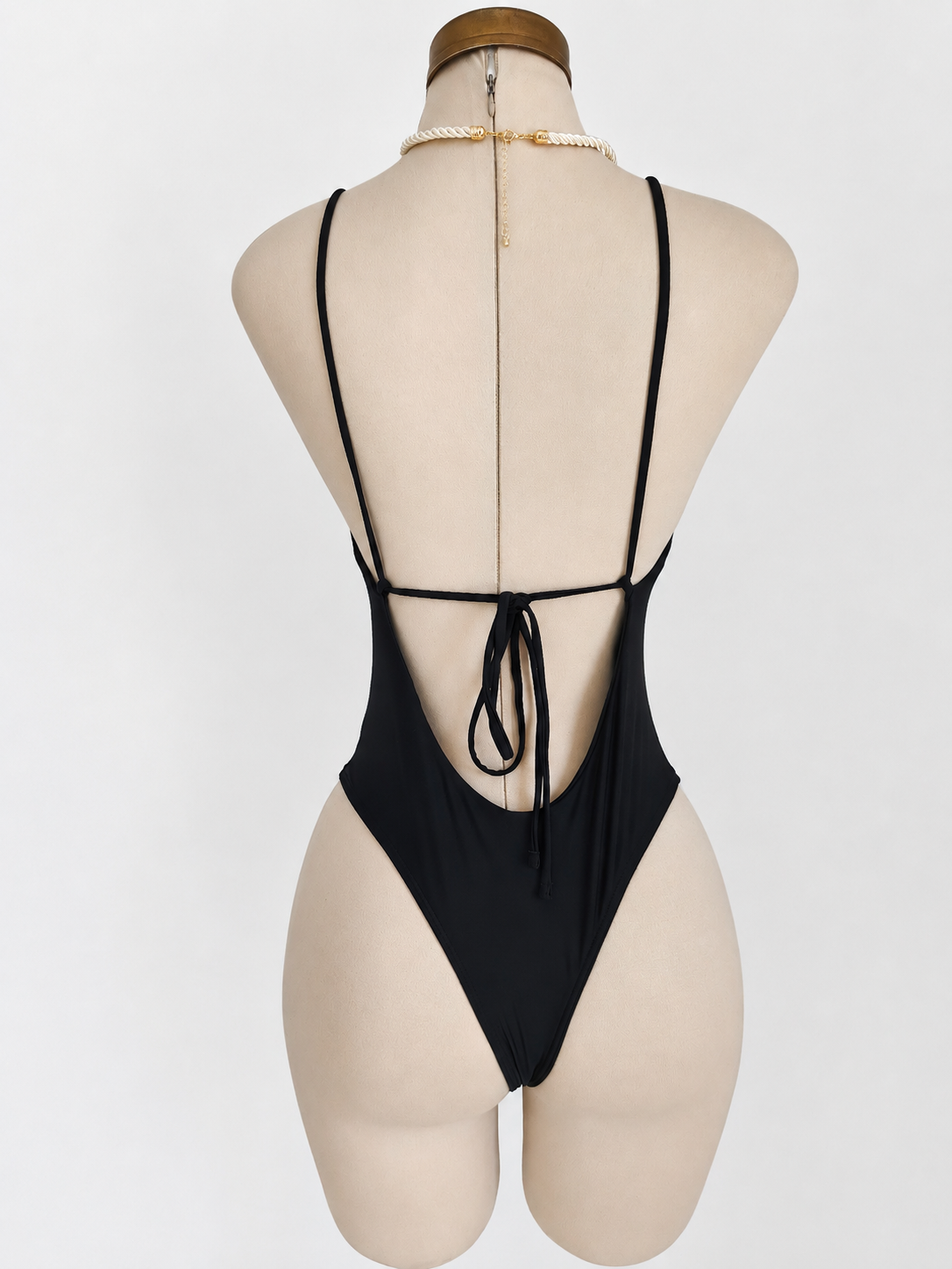 Traje de baño de 1 pieza liso tipo hilo - imagen 2