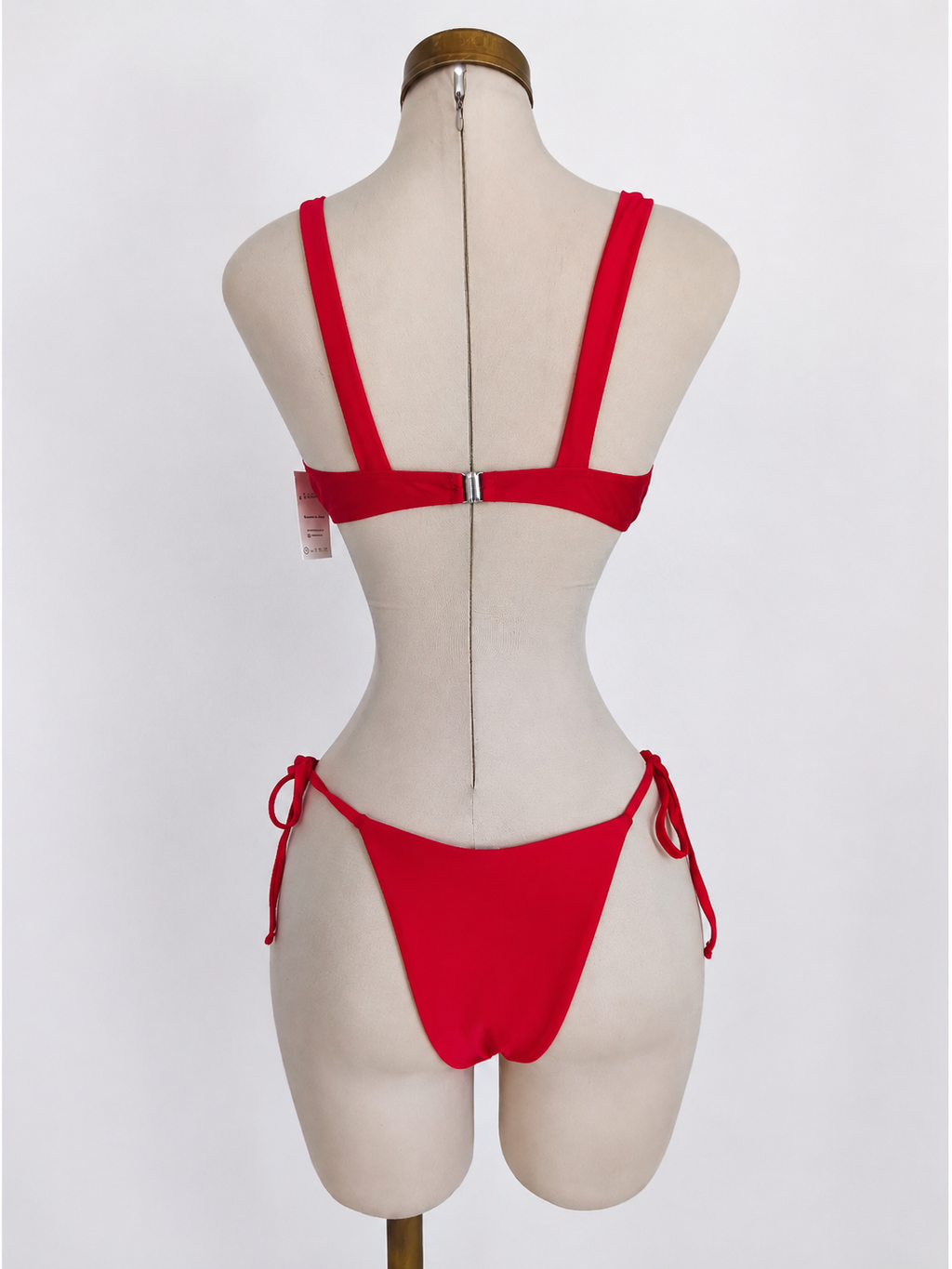 Conjunto de bikini de triángulo con tirantes gruesos rojos - imagen 2
