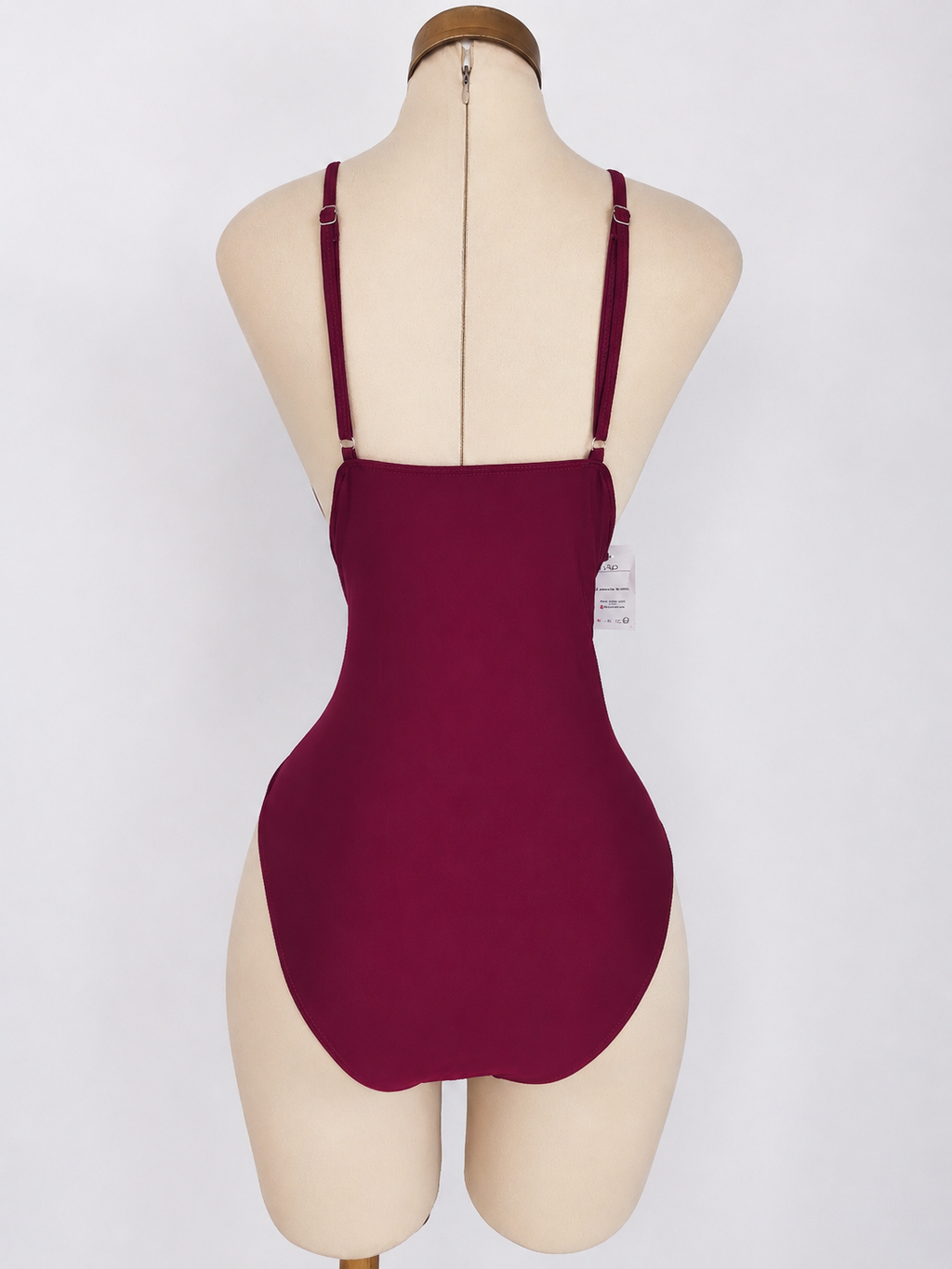 Traje de baño de 1 pieza, color vino, talla plus - imagen 2