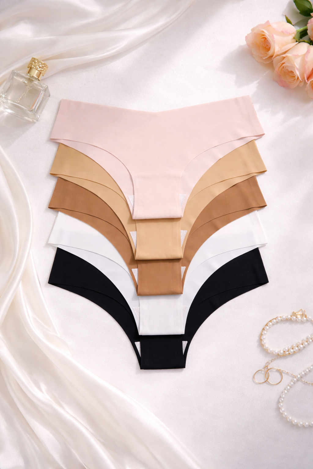 Conjunto de 5 piezas de ropa interior sin costuras, cómoda