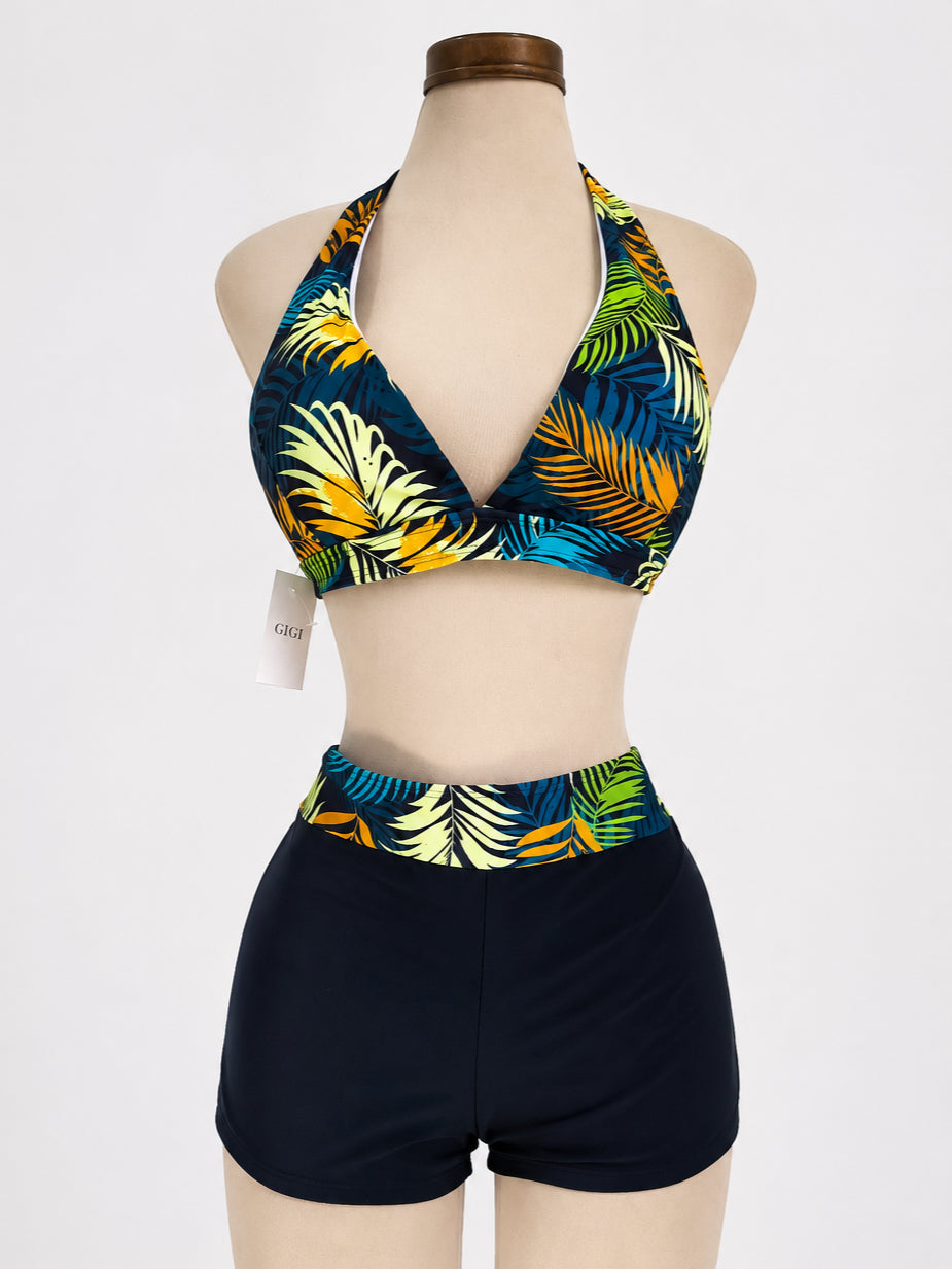 Traje de baño de 2 piezas, con estampado Tropical