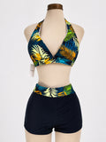 Traje de baño de 2 piezas, con estampado Tropical