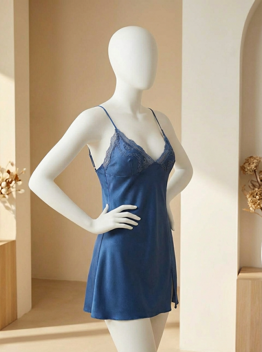 Camisón de pijama vestido nocturno de encaje con aplicaciones - imagen 3