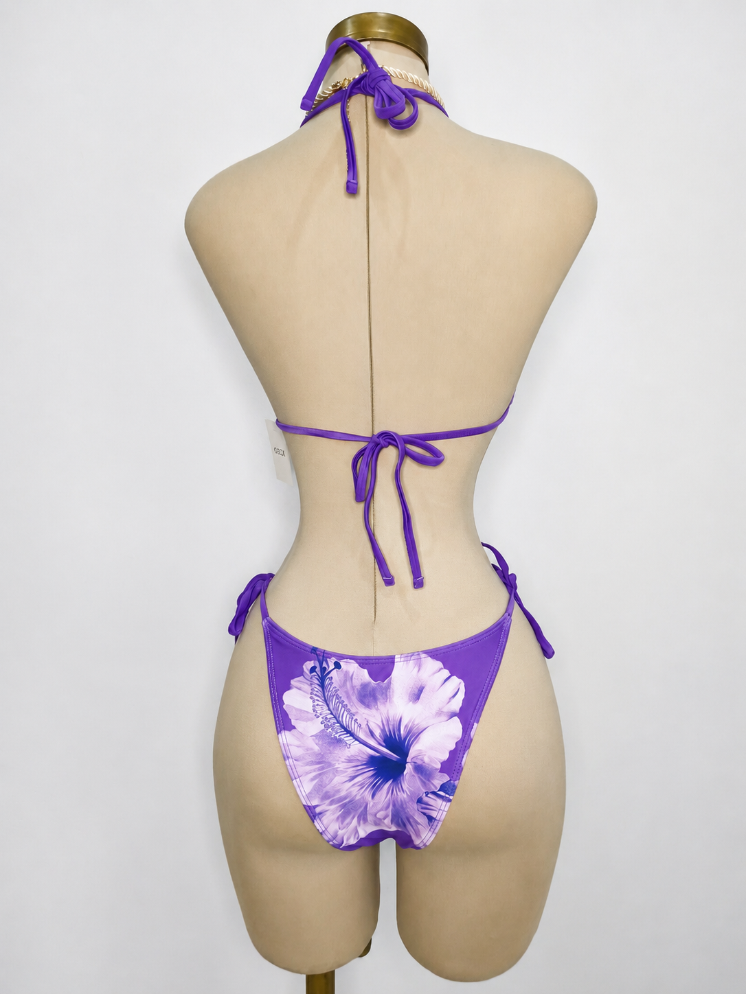 Traje de baño de 3 piezas, color morado, con estampado floral color lila - imagen 2