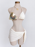 Conjunto de 3 piezas Bikini de color beige
