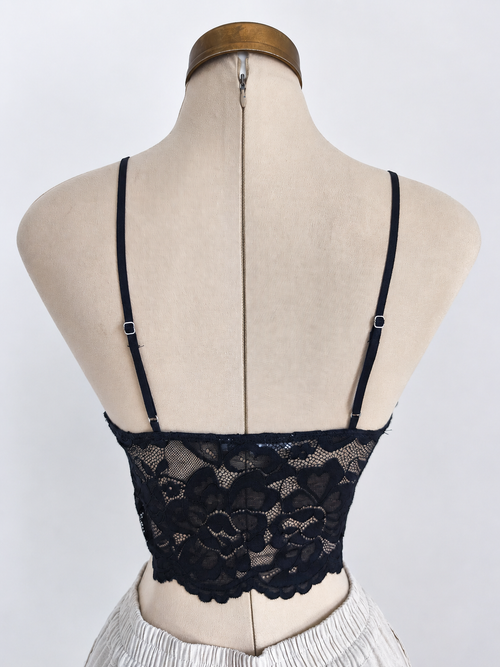 Bralette de encaje floral con escote redondo - imagen 2