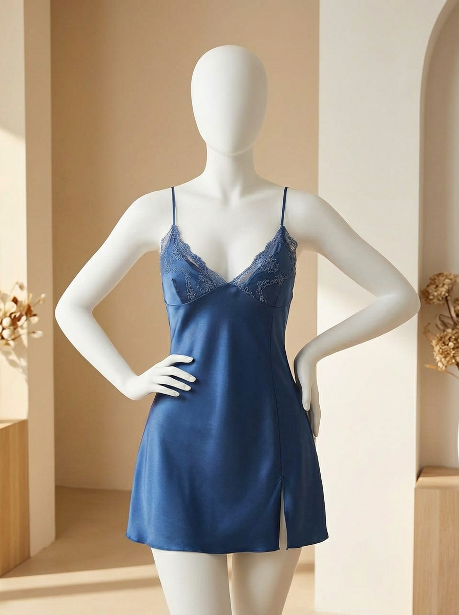 Camisón de pijama vestido nocturno de encaje con aplicaciones
